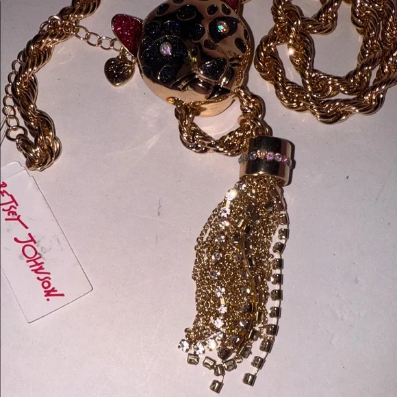 Betsey Johnson Gold Leopard Pendant Necklace NWT - Picture 4 of 13